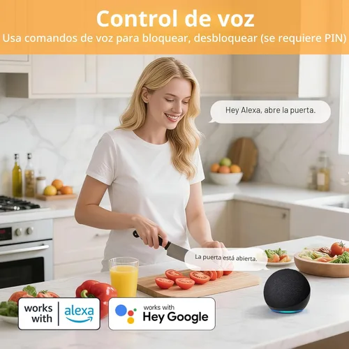Miniatura 6 de EIYSIE Cerradura inteligente con cámara y timbre de video, cerradura de puerta de entrada sin llave 8 en 1 con teclado, cerrojo inteligente