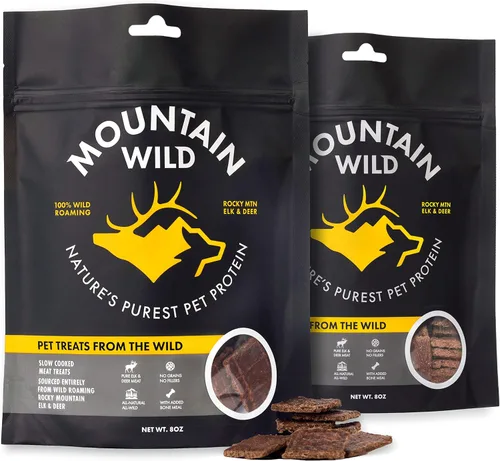 Miniatura 11 de MOUNTAIN WILD Golosinas de entrenamiento de carne de venado para perros, premio de alto valor con proteína de carne de alce y ciervo, totalmente