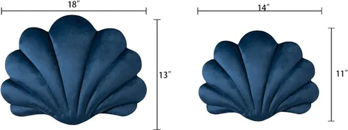 Miniatura 6 de Ashler - Fundas de almohada 3D con forma de concha, inserto de terciopelo suave incluido para sofá, cama y sala de estar, paquete de 1, azul marino