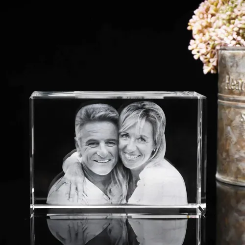 Miniatura 4 de jfs Marco de fotos de cristal grabado con láser 2D/3D personalizado para fotos, padre, mamá, novia, ella, él, novio, cumpleaños, aniversario