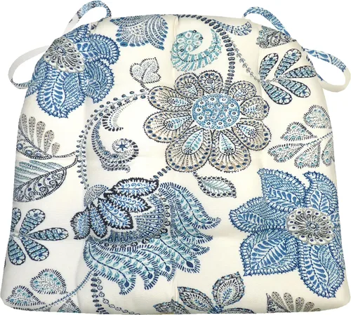 Barnett Home Decor Cojines de Silla de Mimbre para Interiores y Exteriores - Azul Boutique Floral Tamaño Grande para Silla de Patio 19 x 19 -