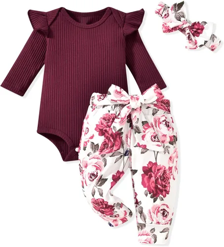 Miniatura 215 de Aalizzwell Conjunto de mameluco acanalado para bebé recién nacido prematuro para otoño e invierno
