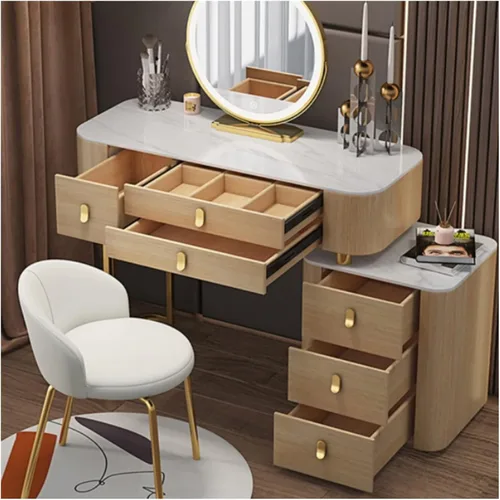 Miniatura 5 de Tocador Mesa de maquillaje de pizarra de madera, tocador de apartamento, armario de almacenamiento, espejo de maquillaje, juego de combinación