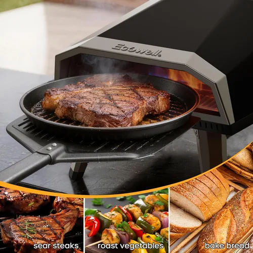 Miniatura 6 de ECOWELL Horno de pizza de gas de 12 pulgadas para exteriores, horno de pizza portátil con piedra, horno de pizza de acero inoxidable para interiores