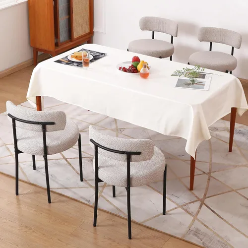 Miniatura 8 de Juego de 2 sillas de comedor negras, sillas de comedor modernas de mediados de siglo, respaldo curvado, sillas de comedor tapizadas redondas