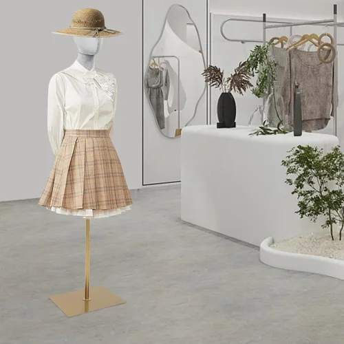 Miniatura 7 de Torso de maniquí femenino con cabeza y brazos posables, forma de vestido ajustable en altura, soporte de medio maniquí, maniquí de ropa con Gris