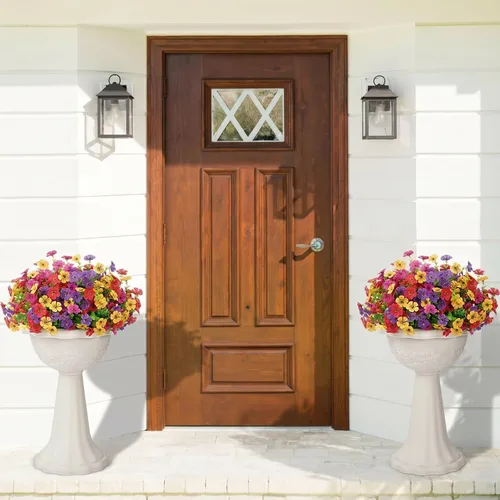 Miniatura 2 de Lifewit Flores artificiales para interiores y exteriores, 12 paquetes de flores falsas de plástico con hojas de eucalipto para decoración del jardín