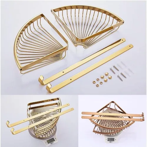 Miniatura 5 de Organizador de ducha de esquina estantes flotantes estantes de baño Estante de almacenamiento de latón de cristal Soporte para champú Accesorios
