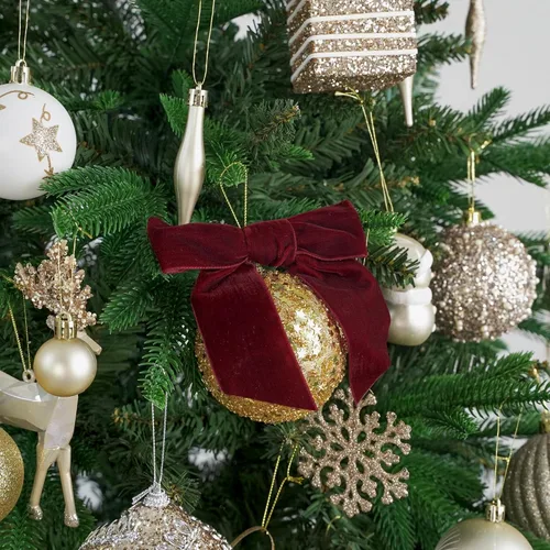 Miniatura 5 de AIMUDI Lazos de Terciopelo Burdeos de 4.5" Lazos de Navidad para Árbol Lazos Prefabricados para Coronas Lazos con Alambre Retorcido para Envolver