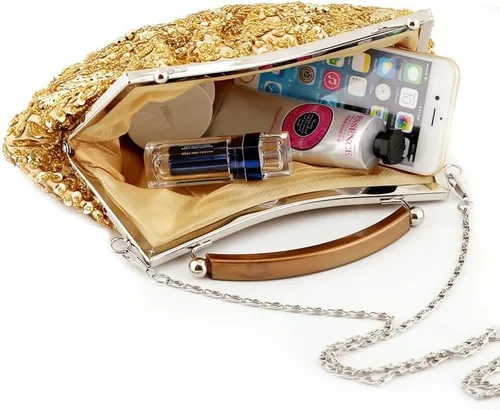 Miniatura 5 de Gionforsy Bolso Flapper de los años 20, bolso de mano de noche para boda, cóctel, baile, fiesta, rugido de los años 20, bolsa de cuentas Gastby