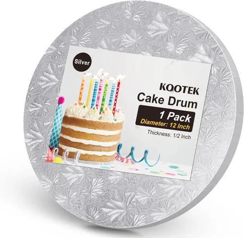 Miniatura 8 de Kootek Bases para Pasteles Redondas de 12 Pulgadas, 1/2" de Grosor, Suministros de Decoración, Base de Cartón Corrugado Resistente Negro, Base