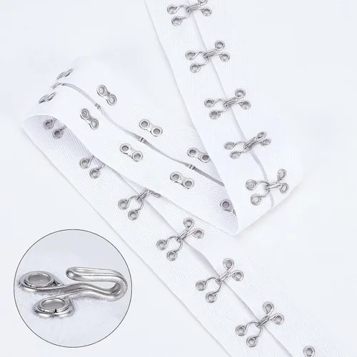 Miniatura 4 de FINGERINSPIRE Cinta de algodón de 3 yardas x 1.6 pulgadas con gancho y ojal, espacio de 1.2 pulgadas/1.2 in, ribete blanco con gancho, cordón