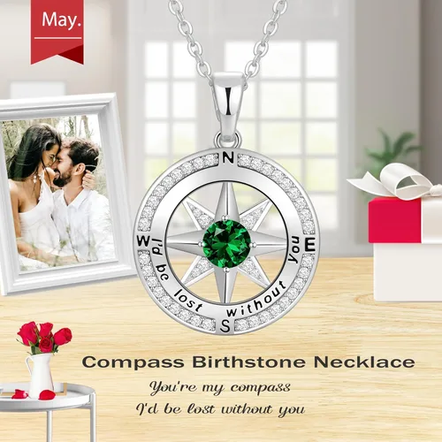 Miniatura 53 de Peeshow Collar para mujer, brújula, piedra natal, joyería de cumpleaños, aniversario, ideas para su novia, regalo romántico de amor en Navidad, día