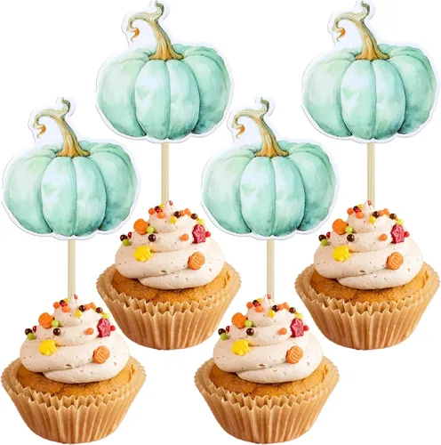 Miniatura 17 de 24 adornos de calabaza para cupcakes con purpurina para otoño, hojas, flores, calabaza, cupcakes, decoración de pasteles para Halloween, decoración