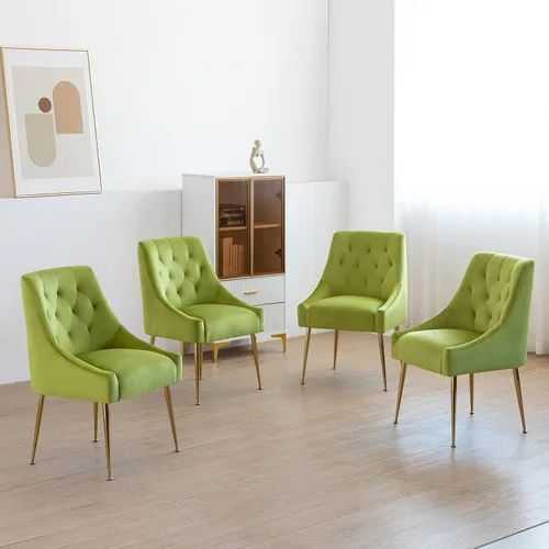 Miniatura 23 de Juego de 2 sillas de comedor modernas, sillas de comedor tapizadas de mediados de siglo, sillas de comedor de terciopelo con patas doradas para Negro