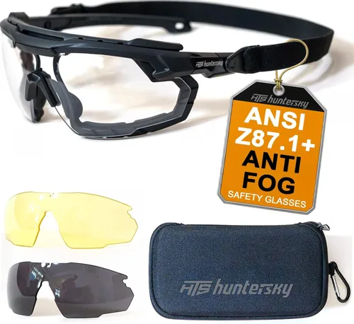 Miniatura 26 de HTS HUNTERSKY Gafas de tiro tácticas balísticas ANSI Z87+UV400 gafas protectoras Negro Claro