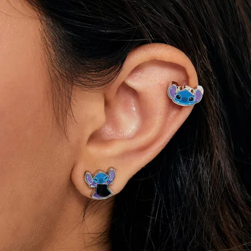 Miniatura 3 de Disney Lilo and Stitch - Juego de aretes de moda, 3 pares, aretes de tuerca, Metal, Circonia cúbica