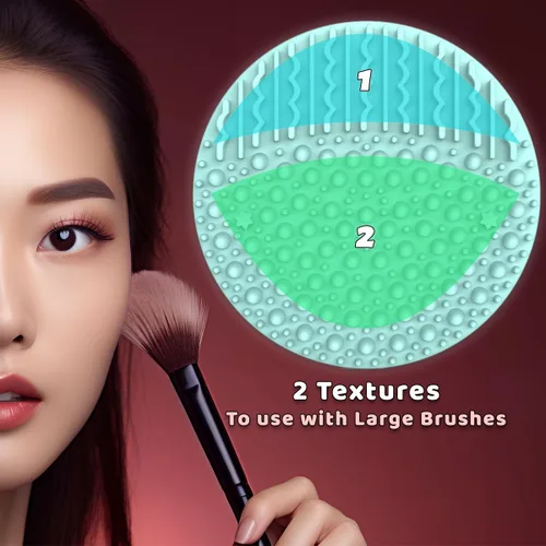 Miniatura 6 de YalsFTY - Limpiador de brochas de maquillaje de silicona, 2 piezas, herramienta de limpieza de almohadilla para cosméticos, función de doble cara