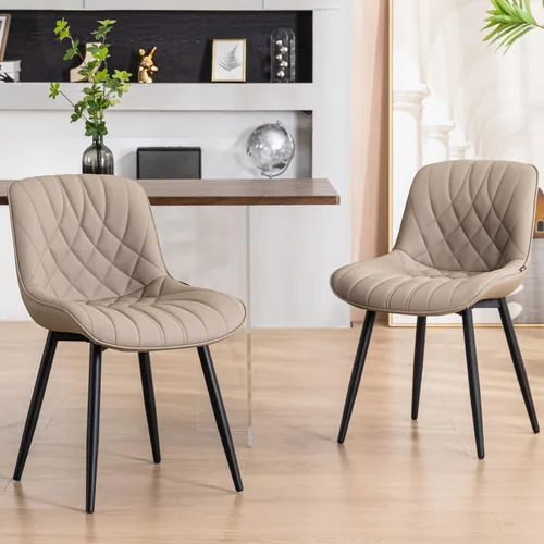 Miniatura 14 de YOUNUOKE Juego de 2 Sillas de Comedor de Mediados de Siglo Modernas Silla de Cocina Cómodas Sillas Tapizadas de Cuero Sintético Sillas de Cena