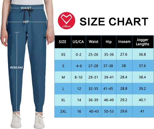 Miniatura 7 de MIVEI Pantalones médicos para mujer, 8 bolsillos médicos, sin arrugas, duraderos, elásticos, tiro medio, cintura de yoga a la moda