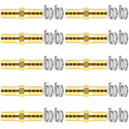 Miniatura 11 de Da by 3 unids 1/2" (12.5mm) Barb Splicer Mender Hose Latón Barb Fitting con 6 abrazaderas de tubo de acero inoxidable para agua/combustible/aire