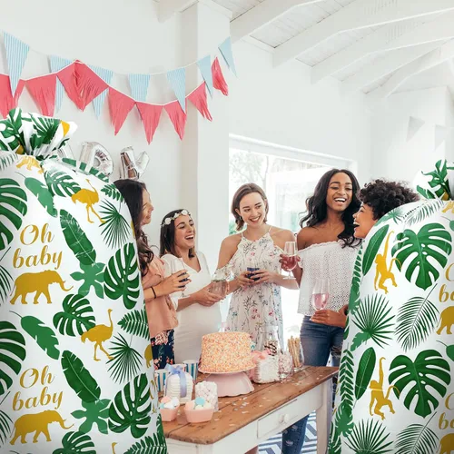 Miniatura 7 de Teling 2 bolsas de regalo extra grandes de 80 x 60 pulgadas para baby shower, selva, safari, animales, bolsas de regalo de plástico para regalos