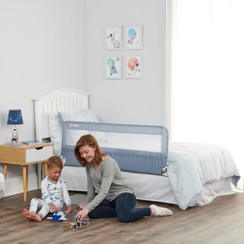 Miniatura 9 de Regalo Hideaway Barandilla de Cama Extra Larga de 54 Pulgadas, con Sistema de Seguridad de Anclaje Reforzado, Gris