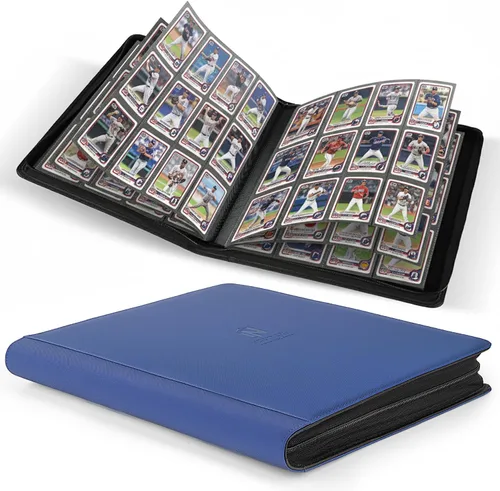 Miniatura 18 de Carpeta Premium de Tarjetas Coleccionables con más de 1000 bolsillos, Carpeta de 16 bolsillos sin anillo de carga lateral para cartas de Negro