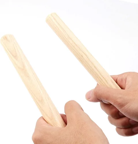 Miniatura 6 de SINJEUN 16 pares (paquete de 32) palos de ritmo de madera de 8 pulgadas, instrumento de percusión musical de madera clásica, palos Lummi de música