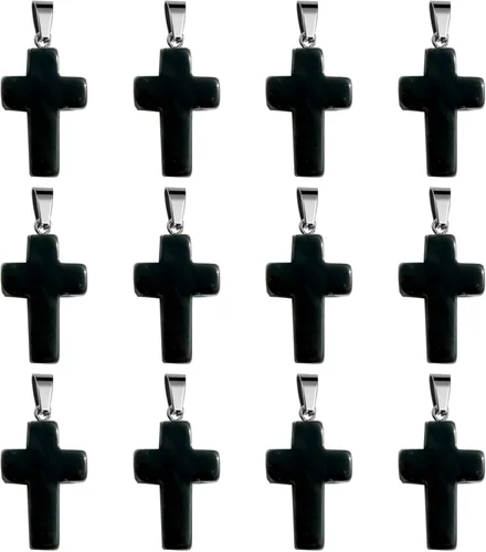 Miniatura 16 de Cadikez 12 piezas colgantes de cruz de piedra natural, cristales curativos de cuarzo chakra reiki colgantes de piedras preciosas dijes a granel