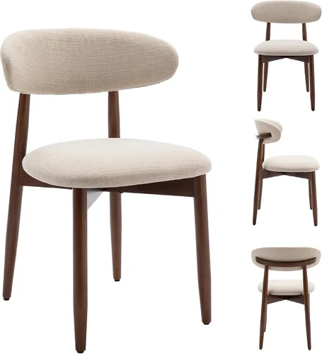 Miniatura 7 de COLAMY Mid-Century - Juego de 2 sillas de comedor de madera modernas, sillas de cocina tapizadas para interiores con asiento acolchado acogedor