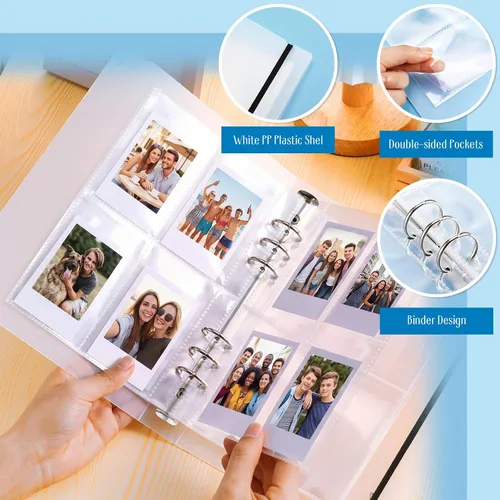 Miniatura 4 de Spakon Mini álbum de fotos con 20 carpetas interiores de 6 anillos para tarjetas fotográficas A5 Kpop, portatarjetas para libros, carpetas