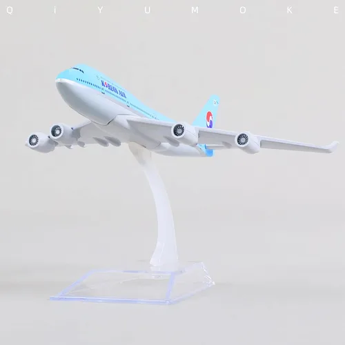 Miniatura 3 de 747 Kit de Modelo de Avión Coreano-1/400 Modelo de Aviones de Metal Fundido a Presión con Soporte (6 pulgadas) Avión Boeing 747 Regalos