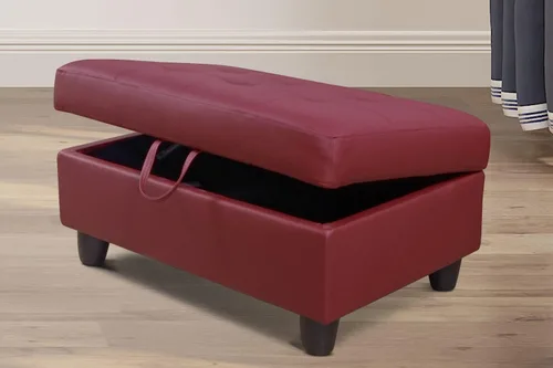 Miniatura 4 de Almacenamiento otomano, 35 pulgadas de ancho, mesa de centro moderna de mediados de siglo, reposapiés otomano, taburete de cuero sintético a rayas