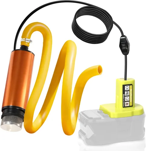Bomba de transferencia compatible con batería RYOBI ONE+ de 18V, bomba de utilidad portátil de 635GPH con manguera de 50 pulgadas y retenedor, bomba