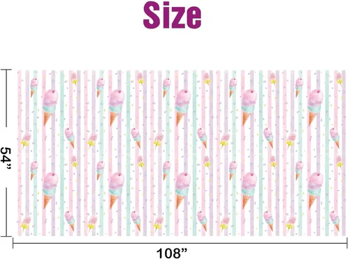 Miniatura 2 de WERNNSAI Mantel rectangular desechable de plástico para fiestas de helados, 2 unidades de 54 x 108 pulgadas, suministros para fiestas temáticas