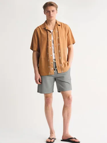 Miniatura 8 de Comdecevis Pantalones cortos de lino y algodón elástico para hombre, de 7 pulgadas, casuales, ligeros, para verano, playa, con cintura elástica