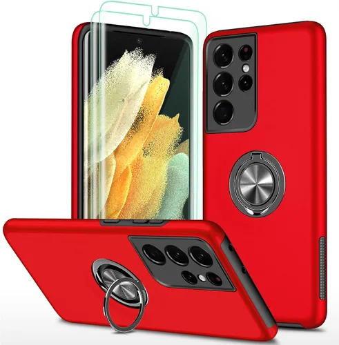Miniatura 8 de Funda para Samsung Galaxy S21 Ultra, con protector de pantalla de TPU flexible autorreparable, 2 unidades, grado militar, doble a prueba de golpes