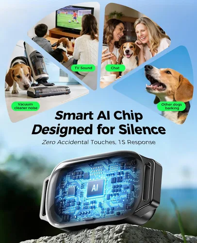 Miniatura 3 de Rojeco Collar de choque de perro 2 en 1 y collar de ladrido de perro, collar de perro remoto de 3300 pies con resistencia al agua IPX7, modos
