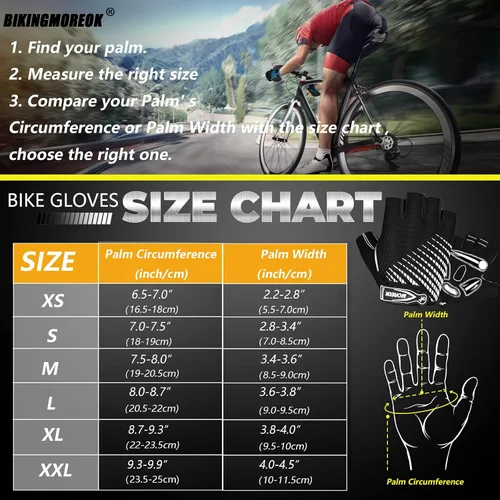 Miniatura 6 de BIKINGMOREOK Guantes de ciclismo para hombres y mujeres, guantes de bicicleta transpirables, almohadillas de gel de 0.197in, guantes de bicicleta