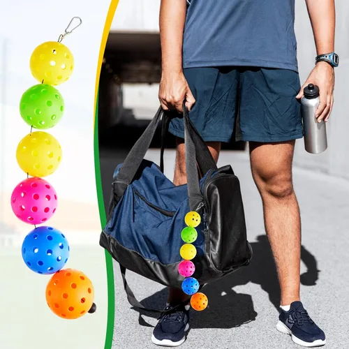 Miniatura 5 de 5 soportes de cuerda de bolas compatibles con cuerda de pickleball para bolas de almacenamiento con 1 hebilla de nailon, 10 hebillas de metal