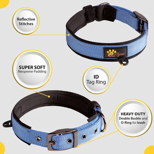 Miniatura 4 de ADITYNA Collares para perros pequeños, acolchados, de neopreno suave, ultra cómodos, reflectantes, resistentes, color azul