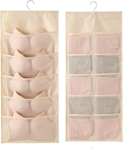 Organizador de almacenamiento colgante para brasier y ropa interior, bolsillos de malla, estantes de pared de doble cara, bolsa ahorradora de
