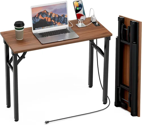 Miniatura 33 de TEMI Mesa de Computadora Pequeña Mesa Plegable - Escritorio de Oficina Plegable de 35.8", Sin Ensamblaje, Perfecto para Espacios Pequeños