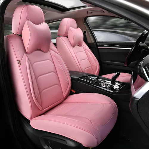 Miniatura 11 de TIEHESYT - Fundas de asiento de auto color negro, fundas de cuero transpirable para asientos delanteros y reposacabezas, ajuste interior universal