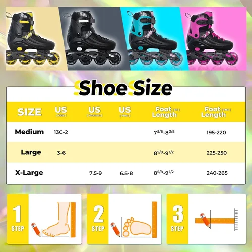 Miniatura 6 de MammyGol Patines en línea ajustables para niños, jóvenes y adultos, todas las ruedas se iluminan, patines de ruedas con cuchillas para interiores