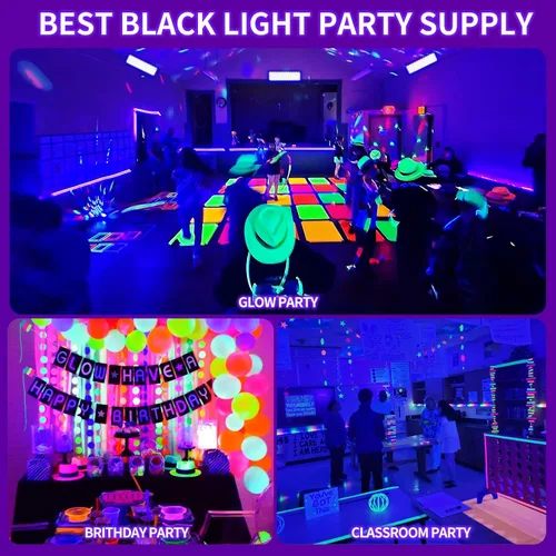 Miniatura 5 de Barra de luz negra de 120 W, luz negra IP66 con enchufe+interruptor+cable de 6 pies, luz negra impermeable con 100 LED, luz negra para fiesta