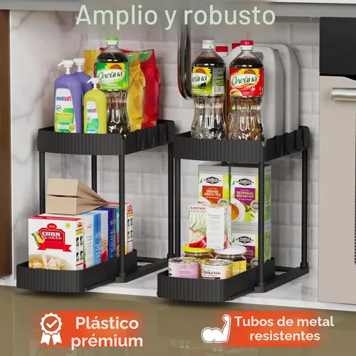 Miniatura 3 de Ukeetap Organizadores de almacenamiento extraíbles multiusos, organizadores debajo del fregadero/gabinete y almacenamiento para baño y cocina, Negro