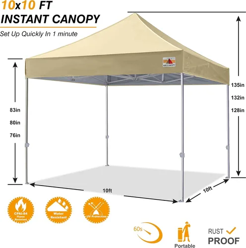 Miniatura 2 de ABCCANOPY Tienda de campaña con toldo emergente comercial 10x10 Serie Premium, Beige