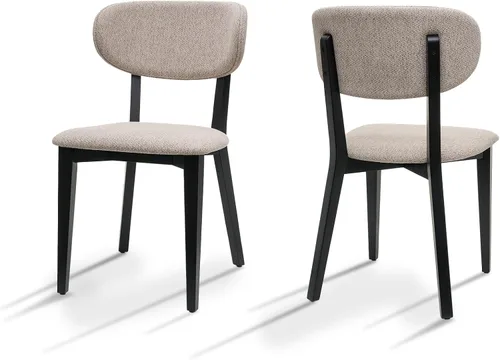 Miniatura 5 de BISCHAIR - Juego de 4 sillas de comedor de madera tapizadas de mediados de siglo modernas para muebles de habitación con diseño ergonómico duradero